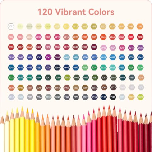 Crayons de couleur Arrtx Lot de 120, couleurs vives et mélangables, pour artistes, débutants et amateurs, idéal pour des