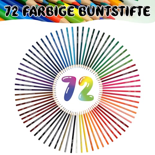 WUFANC - Crayons de Couleur Professionnels Set de 72 Couleurs Uniques pour Adultes et Enfants Débutantsavec Boîte Éclair