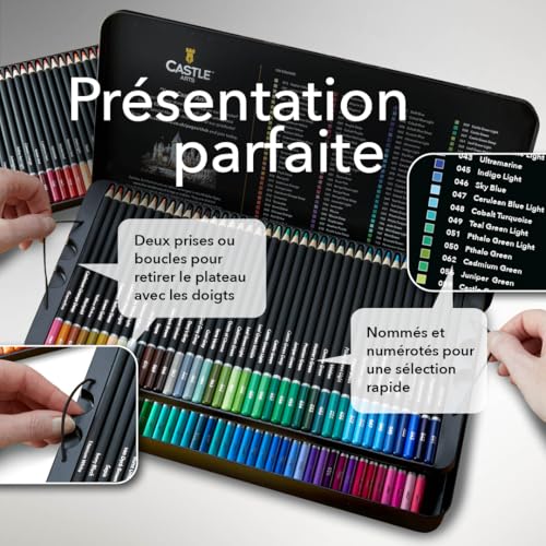 <think>
</think>
Crayons de Couleur Castle Art Supplies Set de 120 | Mines Tendres pour Adultes et Artistes | Boîte de