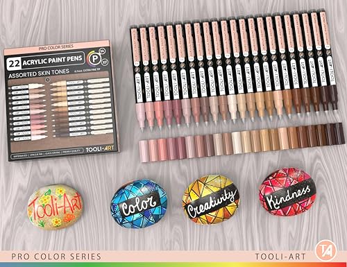 TOOLI-ART Skin Pro Color Series - Marqueurs acryliques pointe fine - Pour peinture sur divers matériaux - Non toxiques -