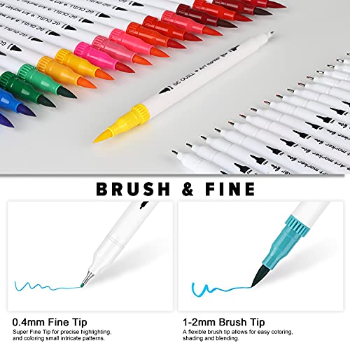 Feutres GC QUILL Adulte 120 Coloriage Pointe Pinceau & Fin – Journal –(gc-120w)