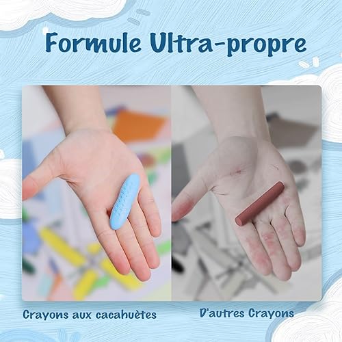 YPLUS Crayons de Cacahuètes Enfants, Non Toxiques et Faciles à Tenir pour Les Tout-Petits, Fournitures d'Art à Colorier
