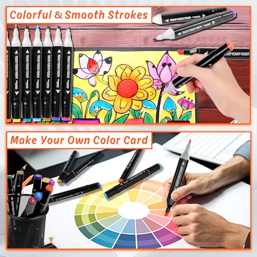 Marqueur KAEFUYS Profesionnel 80 Couleurs – Pointe Double pour Adultes, Art et Croquis,($('_base_et_sac'))