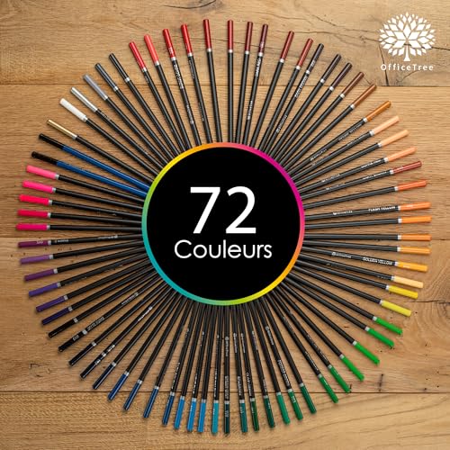 OfficeTree 72x Crayon de Couleurs Professionnel - Idéal pour Adultes - Dessin - Qualité d'huile - Emballage inclus - Pal