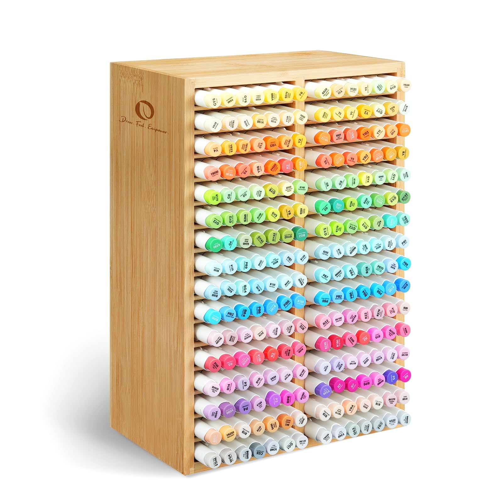 Ohuhu Organiseurs de marqueurs en bambou pour bureau, Rangement de stylos et de crayons Tenir 224 marqueurs, Stylos Cray