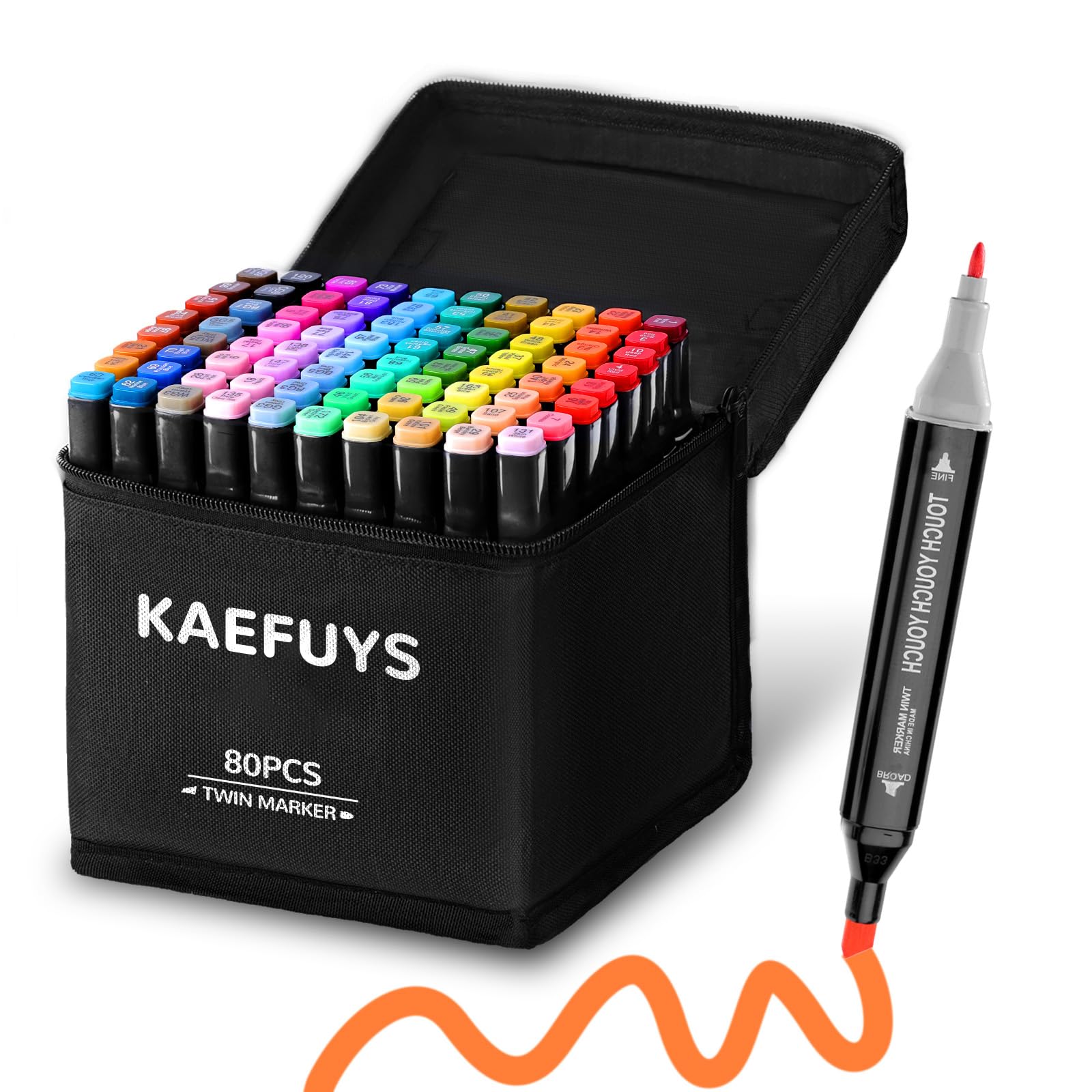 Marqueur KAEFUYS Profesionnel 80 Couleurs – Pointe Double pour Adultes, Art et Croquis,($('_base_et_sac'))