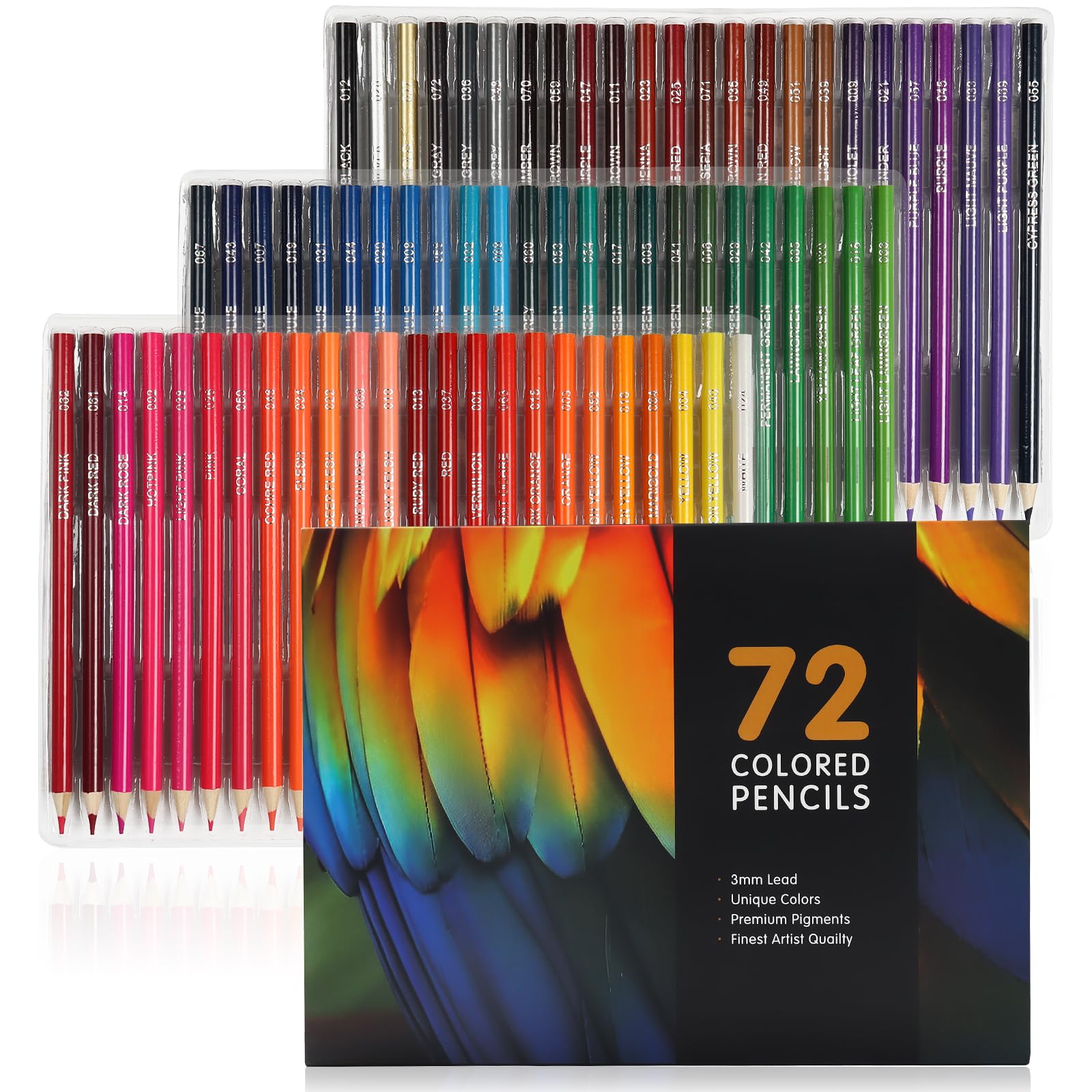WUFANC - Crayons de Couleur Professionnels Set de 72 Couleurs Uniques pour Adultes et Enfants Débutantsavec Boîte Éclair