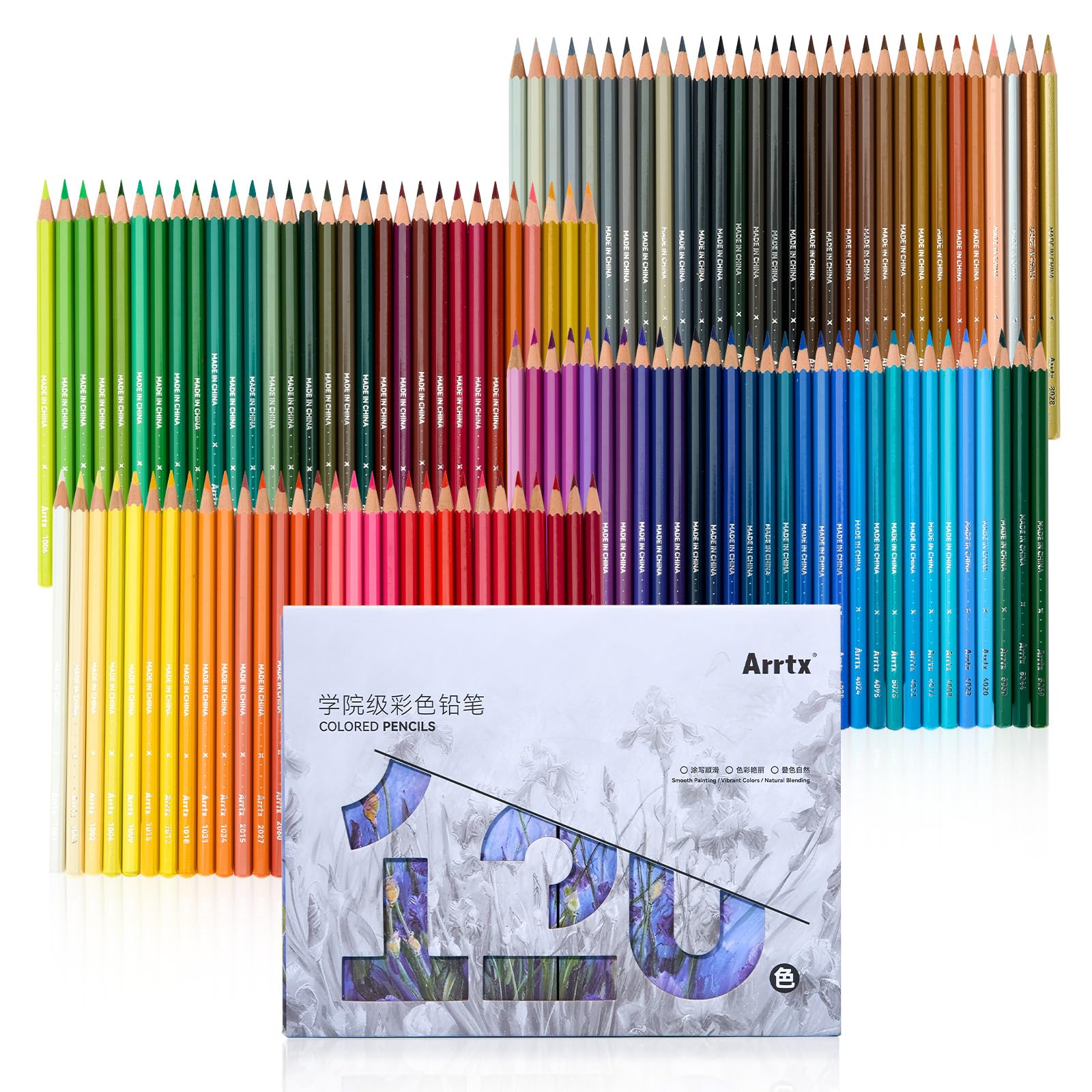 Crayons de couleur Arrtx Lot de 120, couleurs vives et mélangables, pour artistes, débutants et amateurs, idéal pour des