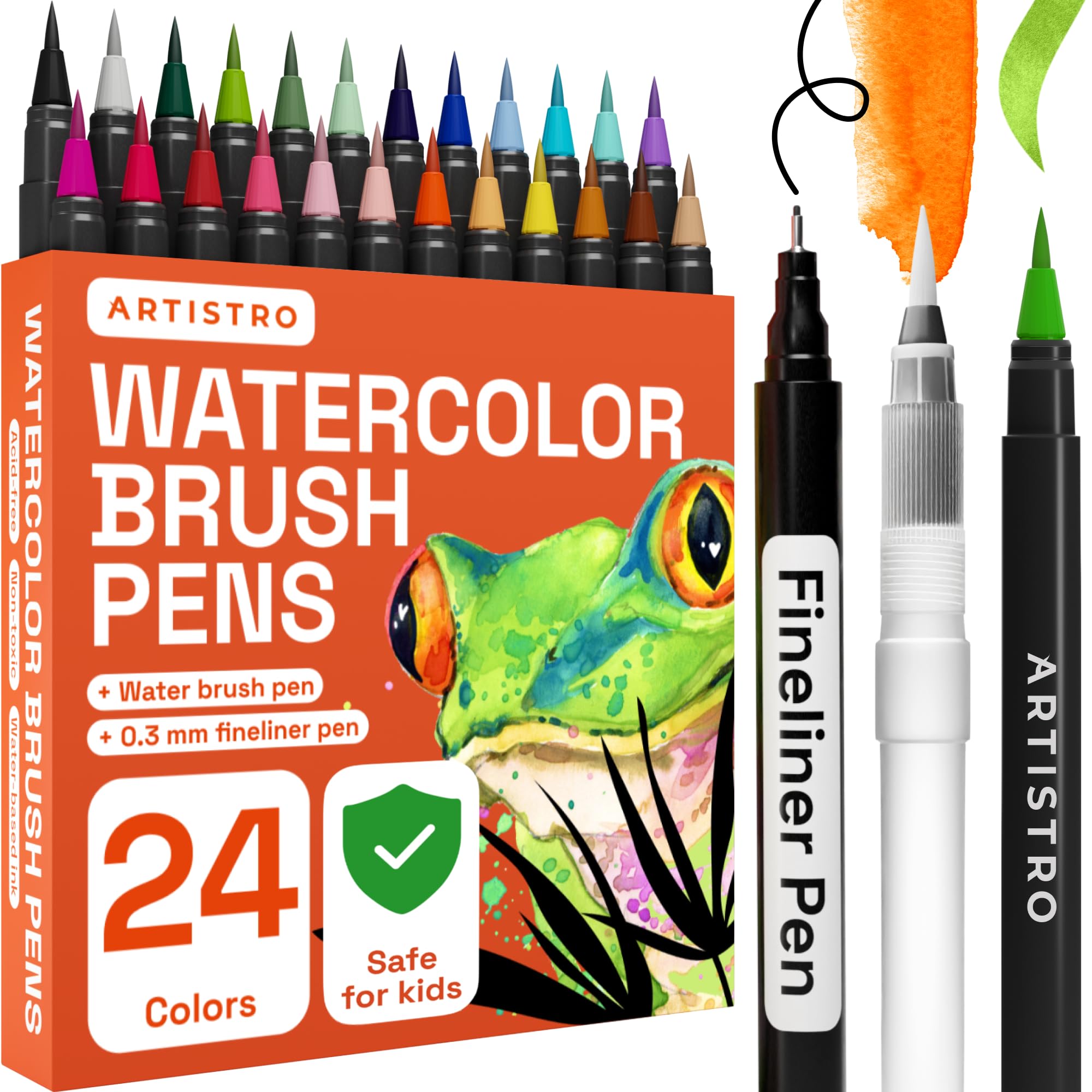 Artistro 24 + 2 Feutres Aquarelle, Stylo Fineliner, Idéals pour Coloriage et Calligraphie, Non Toxiques, Lavables