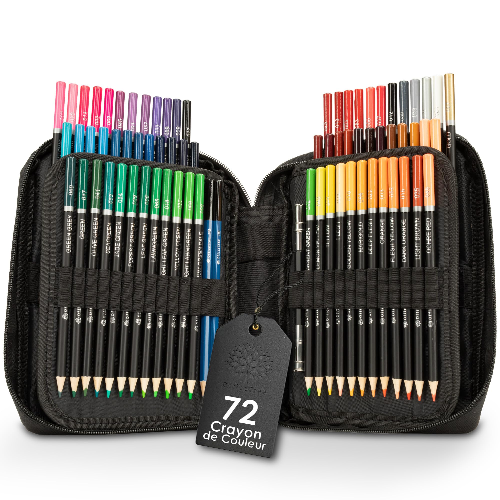 OfficeTree 72x Crayon de Couleurs Professionnel - Idéal pour Adultes - Dessin - Qualité d'huile - Emballage inclus - Pal